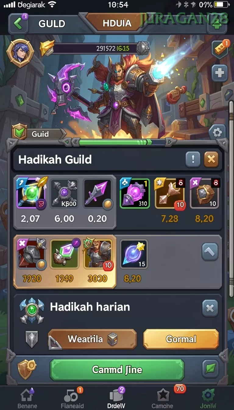 Cuplikan layar MEGA77 — menu navigasi